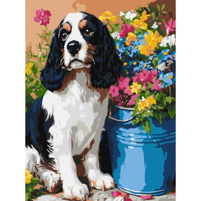 Картина за номерами "Милий спанієль" Ідейка KHO6672 30х40 см                                      