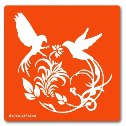 Трафарет для біо-тату Пташки dx014-24*24см, розмір 24 х 24см                                                                