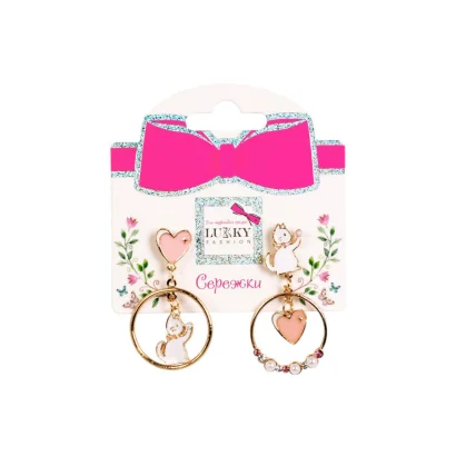 Дитячі сережки "Fashion Котики" T24633 рожеві