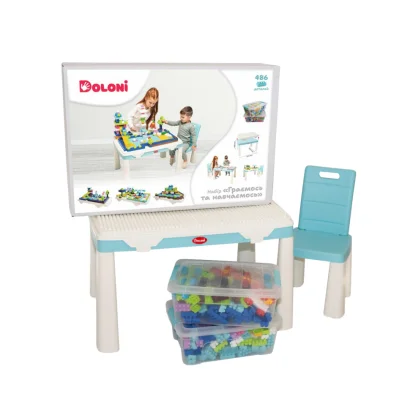 Дитячий набір "Граємось та навчаємось" 04660/7 в наборі стіл, стілець, конструктор