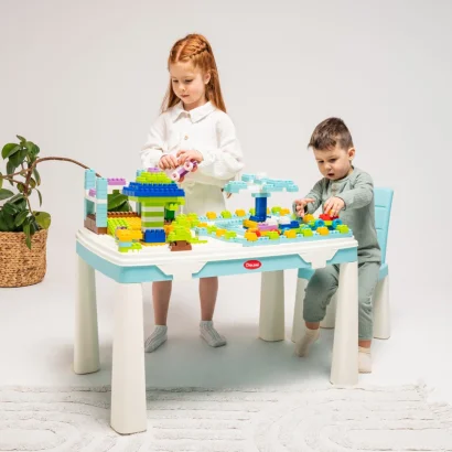 Дитячий набір "Граємось та навчаємось" 04660/7 в наборі стіл, стілець, конструктор