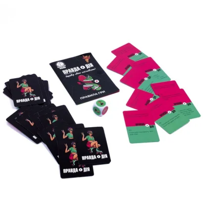 Карткова гра "Правда або дія" VT5903-02, 50 карток, гральний кубик