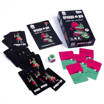 Карткова гра "Правда або дія" VT5903-02, 50 карток, гральний кубик