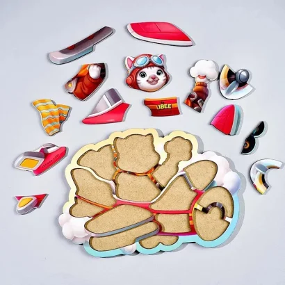 Дерев'яний контурний пазл "Котик пілот" (ПСД281) PSD281