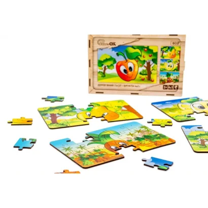 Дитячий дерев'яний пазл Фрукти 4 в 1 Puz-84681, 80 елементів