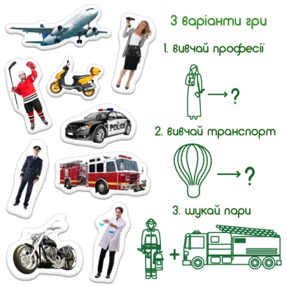 Дитячий набір магнітів Професії і транспорт ML4031-31 EN