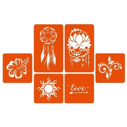 Набір кольорової хни з трафаретами для біо-тату №1 color-henna-set-01