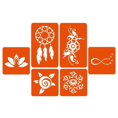 Набір кольорової хни з трафаретами для біо-тату №2 color-henna-set-02
