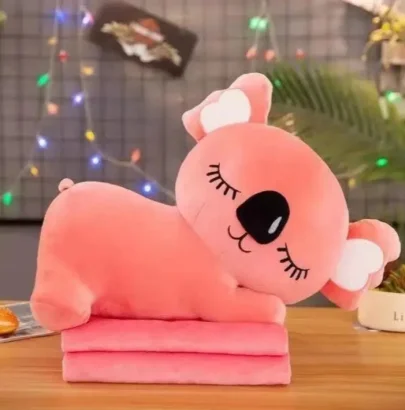 Дитяча м'яка іграшка "Коала" L1129(Pink) іграшка з пледом, розмір 50 см