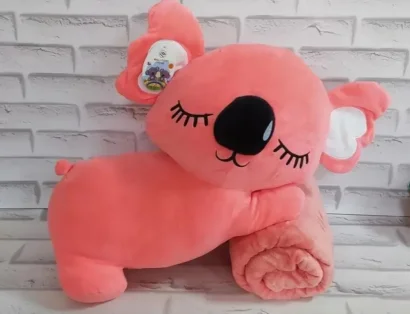 Дитяча м'яка іграшка "Коала" L1129(Pink) іграшка з пледом, розмір 50 см