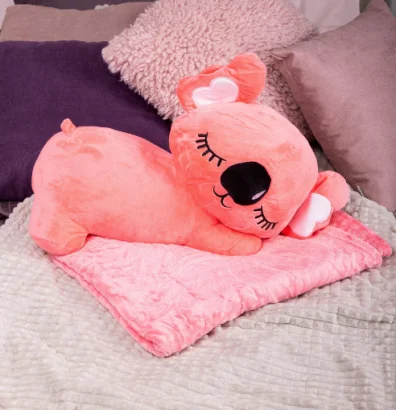 Дитяча м'яка іграшка "Коала" L1129(Pink) іграшка з пледом, розмір 50 см