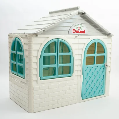 Ігровий Будиночок зі шторками Doloni Toys 02550/15 Біло-Бірюзовий