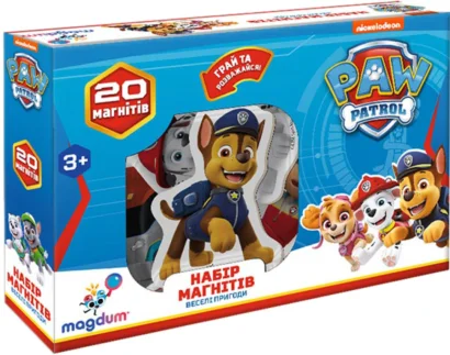 Дитячий набір магнітів Щенячий патруль "Веселі пригоди" Magdum ML4034-01 20 шт