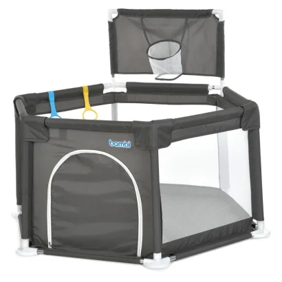 Дитячий манеж MR 1340-G, сірий, з баскетбольним кільцем