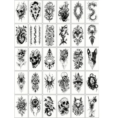 Набір дитячих тимчасових татуювань "Чорні міні №5" black-tattoo-mini-set-5-T