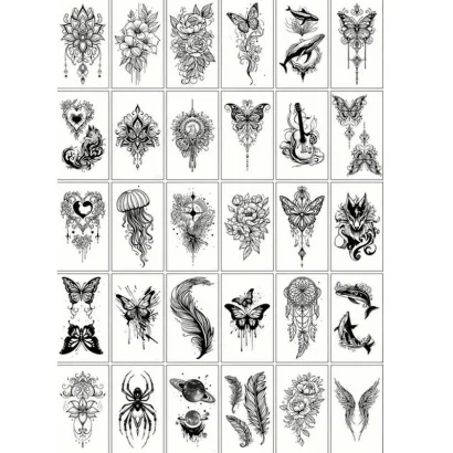 Набір дитячих тимчасових татуювань "Чорні міні №4" black-tattoo-mini-set-4-H