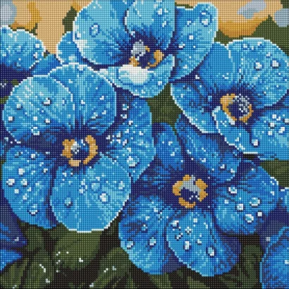 Алмазна мозаїка "Фіалки в росі" &copy;art_selena_ua AMO8228, 40х40 см