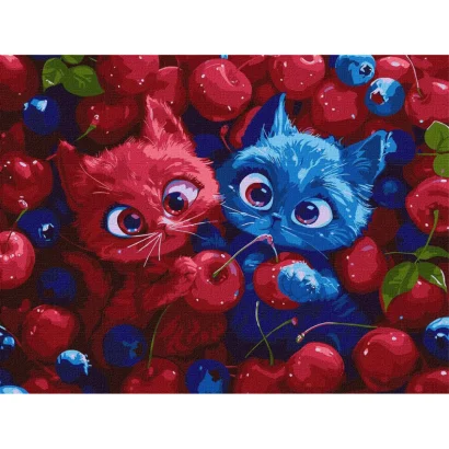 Картина за номерами "Ягідні пухнастики" &copy;art_selena_ua KHO5143, 30х40 см 