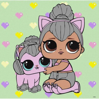Картина за номерами "L.O.L. Surprise! TroopSurprise Kitty Queen With Kitty Kitty" KHO6290, 40х40 см 