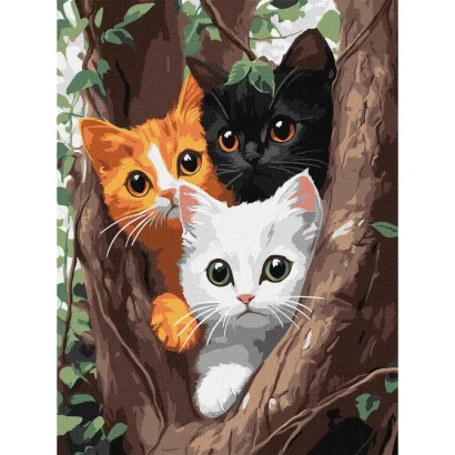 Картина за номерами "Котики на дереві" &copy;art_selena_ua KHO6736, 30х40 см