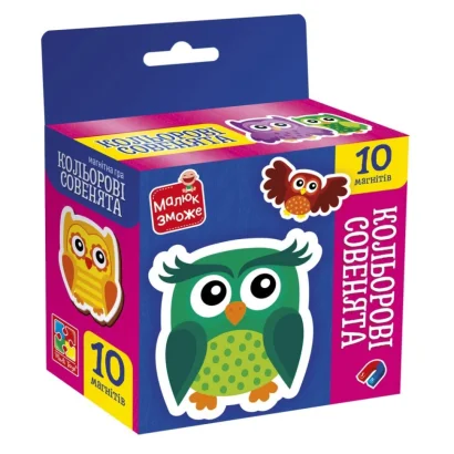 Дитячий набір магнітів "Кольорові совенята" VT3106-38, 10 магнітів