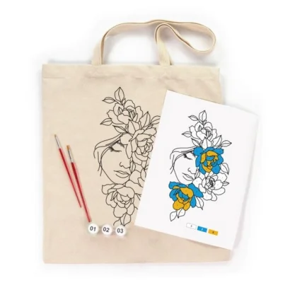 Набір для творчості екосумка-розмальовка "Квіти у волоссі" N0003621, 38х42 см