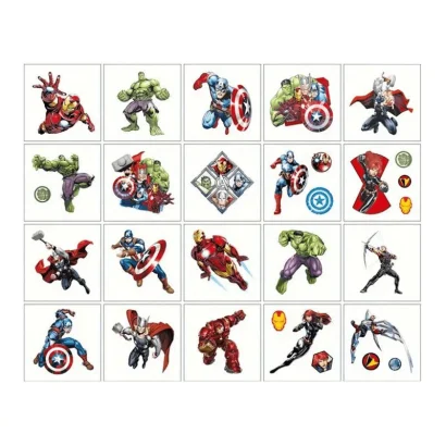 Набір тимчасових татуювань "Супергерої міні" superheroes-20-01 розмір 5х5 см