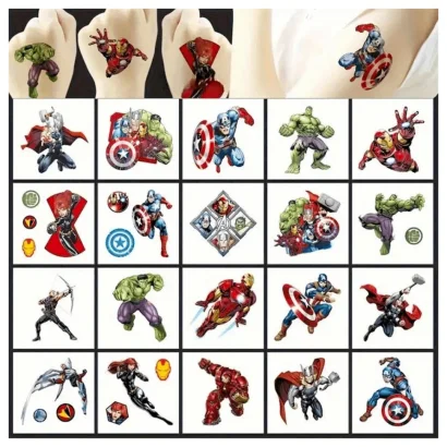 Набір тимчасових татуювань "Супергерої міні" superheroes-20-01 розмір 5х5 см