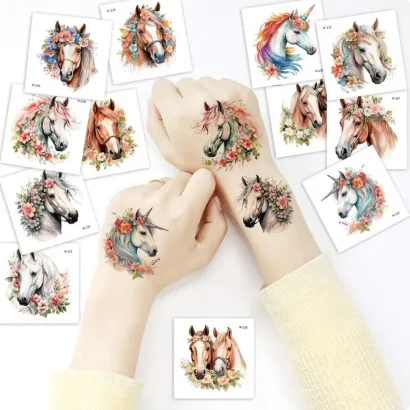 Набір тимчасових татуювань "Коні" Horses-20-01 розмір 6х6 см