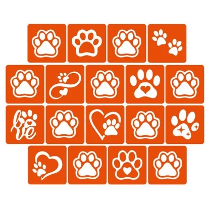 Набір трафаретів для біо-тату "Таба лапки" taba_lapki_5x5_18_1