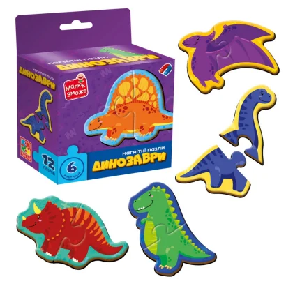 Дитячі магнітні пазли "Динозаври" VT1733-01, 6 картинок
