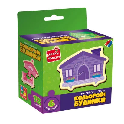 Дитячі магнітні пазли "Кольорові будинки" VT1733-03, 6 картинок