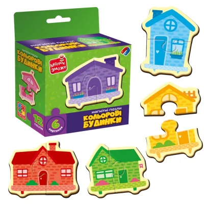 Дитячі магнітні пазли "Кольорові будинки" VT1733-03, 6 картинок