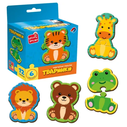 Дитячі магнітні пазли "Тваринки" VT1733-04, 6 картинок