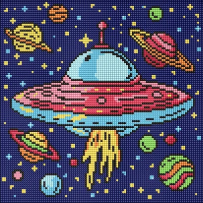 Алмазна мозаїка для дітей "Космічна подорож" &copy;art_selena_ua AMO8107, 30х30 см