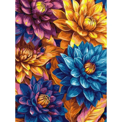 Картина за номерами "Яскраві жоржини" &copy;art_selena_ua с красками металлик extra KHO3305, 30х40 см