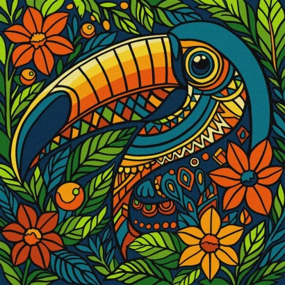 Картина за номерами "Вітраж. Тукан" &copy;art_selena_ua KHO5163, 30х30 см 