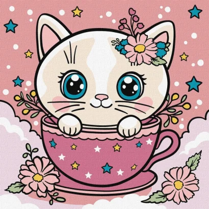 Картина за номерами "Квіткова чашка" &copy;art_selena_ua KHO6279, 25х25cм 