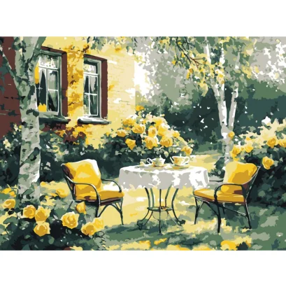 Картина за номерами "Затишний дворик" &copy;art_selena_ua KHO6374, 30х40 см 