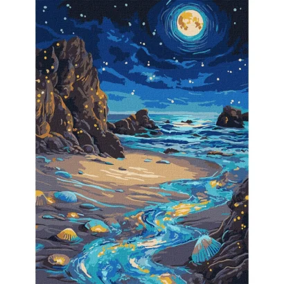 Картина за номерами "Сяючий берег" &copy;art_selena_ua з фарбами металiк extra KHO6387, 30х40 см