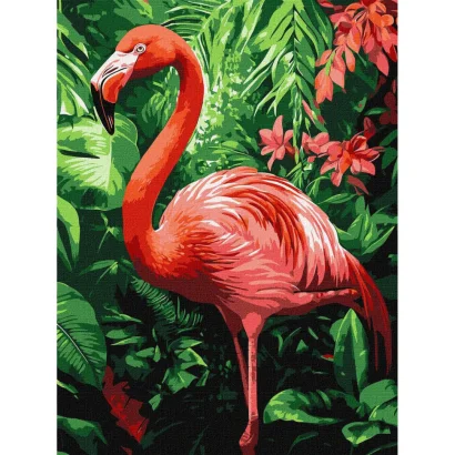 Картина за номерами "Фламінго в тропіках" &copy;art_selena_ua KHO6779, 30х40 см