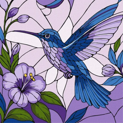 Картина за номерами "Вітраж. Колібрі" &copy;art_selena_ua KHO6790, 30х30 см 