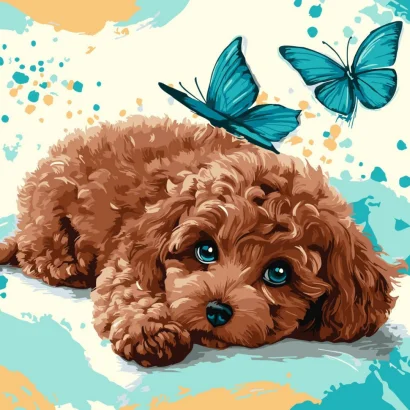 Картина за номерами "Милий пудель" &copy;art_selena_ua KHO6793, 40х40 см