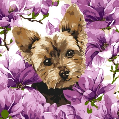 Картина за номерами "Йорк в магнолії" &copy;art_selena_ua KHO6796, 40х40 см 