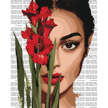 Картина за номерами "Барвиста поезія: Червоні гладіолуси" &copy;art_selena_ua KHO8594, 40х50 см 