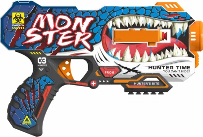 Іграшковий пістолет мех. барабан на батарейках з м'як. набоями Монстр (12 шт.) (28х17см)