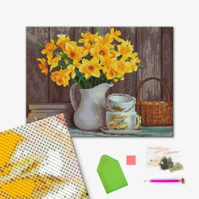 Алмазна мозаїка "Натюрморт нарцисів" DBS1010, 40х50 см