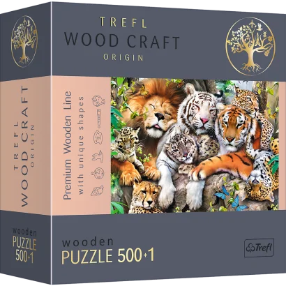 Пазли фігурні з дерева 500 + 1 елм."Дикі коти в джунглях"