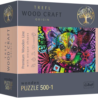 Пазли фігурні з дерева на 500 + 1 елм "Кольорове щеня"