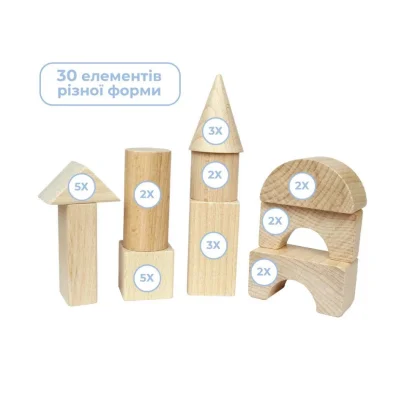 Дерев'яний конструктор "Будівельний набір" 900833, 30 деталей